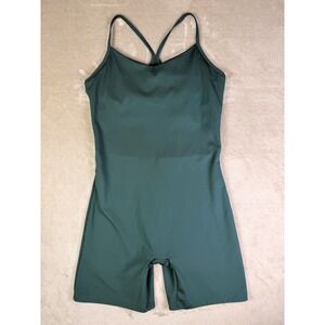 Girlfriend Collective Green Barre Unitard Medium Romper Yoga Athletic Strappy